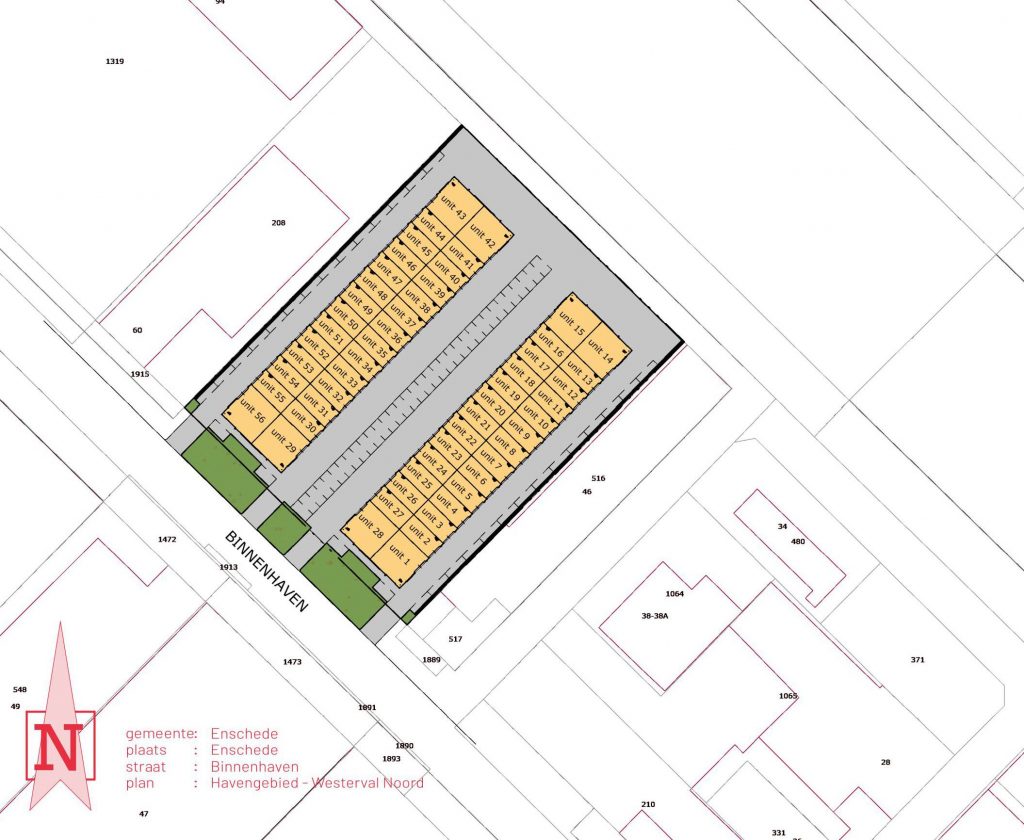 Plattegrond bedrijfsverzamelgebouw Binnenhaven Enschede